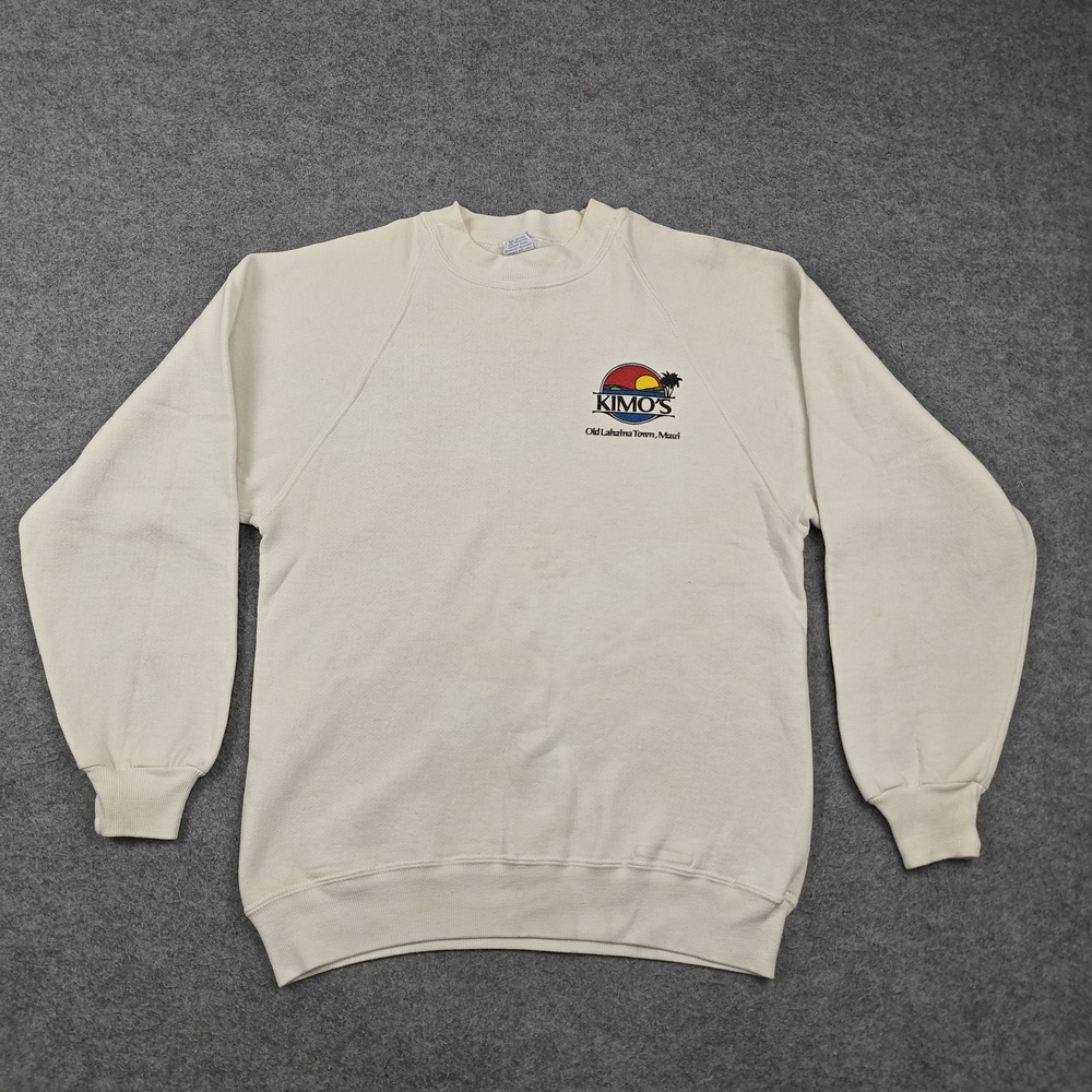 Vintage Crazy Shirts Sweatshirt Mens Medium White Kimos Maui Graphic Fleece